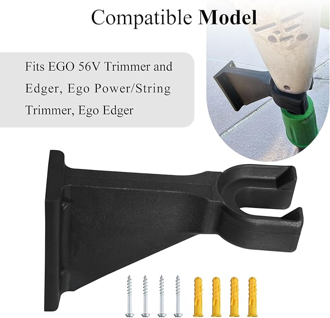 Premium Heavy-Duty Wall Hanging Holder for Garden Power Tools, Garage Storage Organizer, Storage Hooks for Trimmer, Holds up to 250lbs, Fits EGO 56V Trimmer and Edger, Ego Power/Edger(2Pcs/4-Hole)
