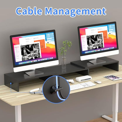 Pholiten Dual Monitor Stand Riser for 2 Monitors，Desktop Monitor Stand with Adjustable Length and Swivel Angles, Extra Long Multifunctional Stand up to 48.2" fit Computer Laptop Printer Max 44 lbs