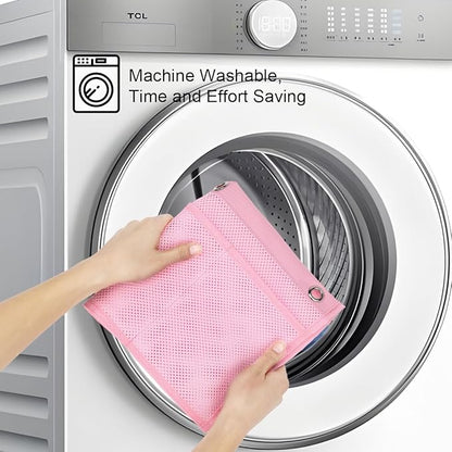 Hanging Mesh Shower Caddy for Bathroom - Quick Drying Portable Shower Organizer with Multiple Pockets for Soap,Shampoo and Cruise Ship Essentials Saving Bathroom Storage,Pink,2 Pack