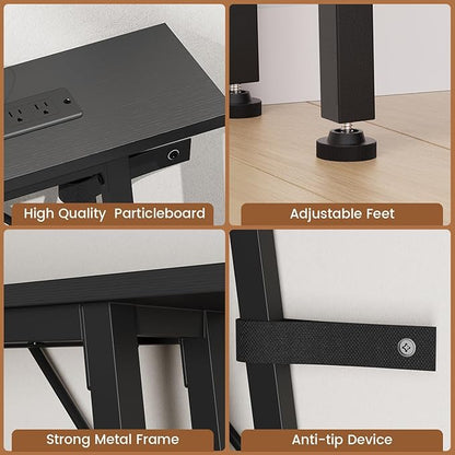 71'' Sofa Table with Power Outlets and LED Light, 5.9" Entryway Table Narrow with Type C & USB Port, Behind The Couch Table, Skinny Console Table for Living Room, Entryway, Hallway, Black
