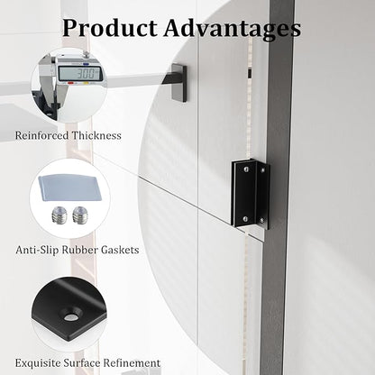 Alise Glass Shelf Brackets Black,Adjustable Shower Glass Clamps, Heavy Duty Clamp Holder, SUS304 Stainless Steel Brackets for 8-12mm Wood/Glass Shelves and Wall-to-Glass Connection,2 Pcs