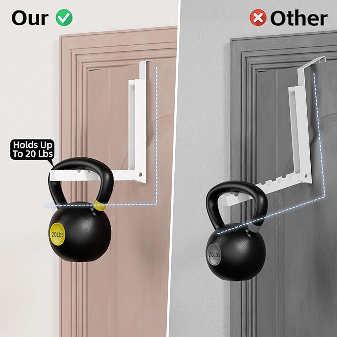 Over the Door Hooks, Extended Over the Door Storage Hook,Space-Saving Over the Door Rack,Door Hooks for Hanging Clothes,Larger Capacity Over the Door Hanger (4, BK-White)