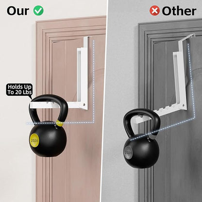 Over the Door Hooks, Extended Over the Door Storage Hook,Space-Saving Over the Door Rack,Door Hooks for Hanging Clothes,Larger Capacity Over the Door Hanger (4, BK-White)