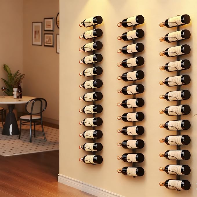 Sonyabecca Wall Wine Rack for 12 Wine Bottles?DIY Detachable Wine Storage Organizer, Wall Mount Wine Bottle Display Holder Used As One or Four, for Kitchen,Pantry,Wine Cellar,Housewarming Gift