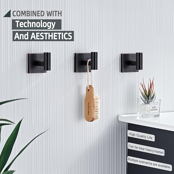KOKOSIRI Robe Hooks Bathroom Towel Coat Hook for Bath Kitchen Hardware Wall Mounted, 3 Pack Oil Rubbed Bronze Stainless Steel B1013ORB-P3