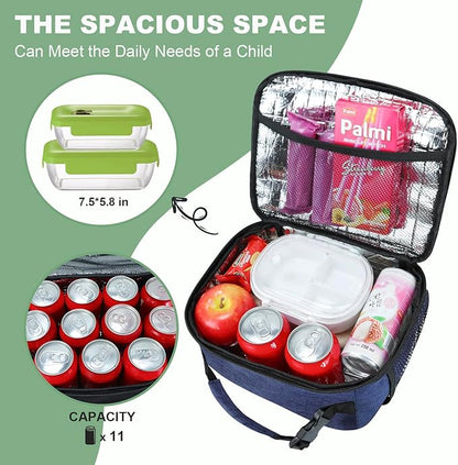 Kids Lunch Box for Boys Girls Lunch Bag Insulated Durable Lunchbox Children Lunch Tote Bag for School Dark Blue