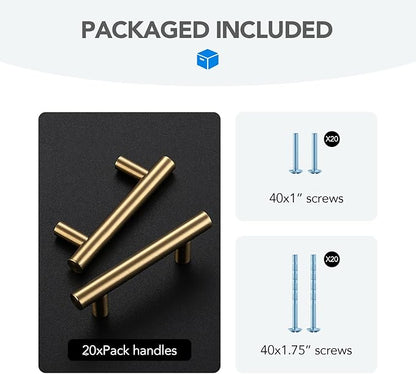 Champagne Bronze Cabinet Handles 2-1/2 Inch Hole Center Stainless Steel Drawer Pulls for Cabinets, Dresser, Bathroom 20 Pack