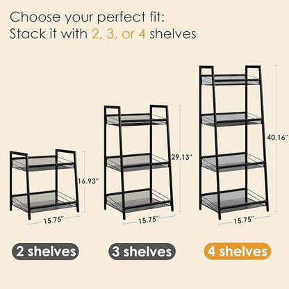 Masupu 4 Tier Bathroom Shelf, Bathroom Organizer and Storage for Small Space, Free-Standing Metal Rack Shelves Waterproof for Kitchen, Bathroom, Laundry, Toilet, Black