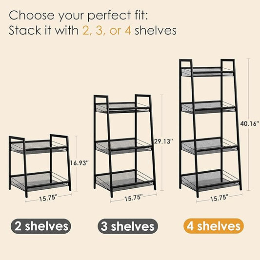 Masupu 4 Tier Bathroom Shelf, Bathroom Organizer and Storage for Small Space, Free-Standing Metal Rack Shelves Waterproof for Kitchen, Bathroom, Laundry, Toilet, Black