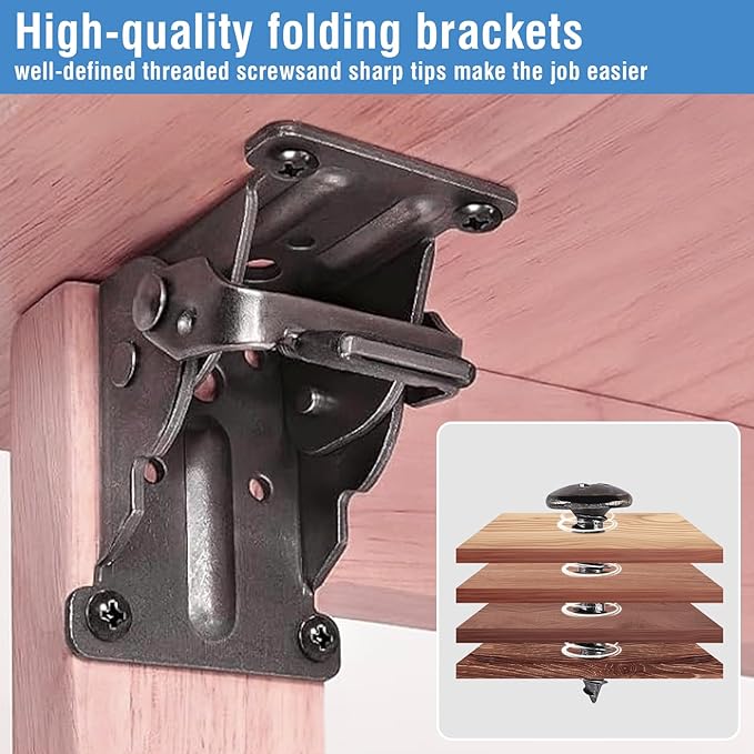 12 Pack Locking Hinge for Folding Table Brackets, TopDirect Heavy Duty Folding Brackets 90 Degree Self Locking Folding Hinge for Table Legs Furniture