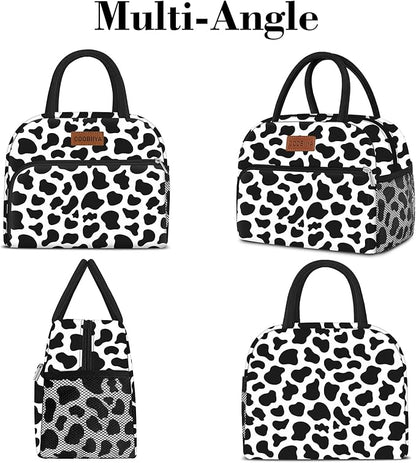 Coobiiya Lunch Bag Women, Lunch Box for Women Adult Men, Small Leakproof Cute Lunch Tote Large Capacity Reusable Insulated Cooler Lunch Container for Work/Office/Picnic/Travel-Cow