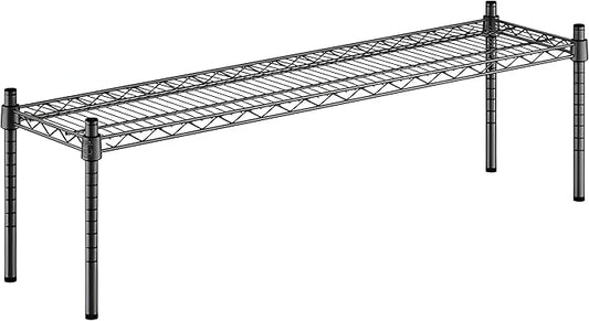 12" x 48" x 14" Black Epoxy Wire Storage Shelf, Dunnage Rack, Commercial 1 Tier Small Shelf