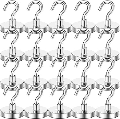 DIYMAG Magnetic Hooks, 120 LB Heavy Duty Strong Magnet with Hook, Rare Earth Neodymium Magnets for Hanging, Magnetics Hanger for Curtain, Home, Kitchen, Workplace, 20 Packs
