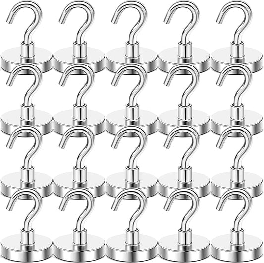 DIYMAG Magnetic Hooks, 120 LB Heavy Duty Strong Magnet with Hook, Rare Earth Neodymium Magnets for Hanging, Magnetics Hanger for Curtain, Home, Kitchen, Workplace, 20 Packs
