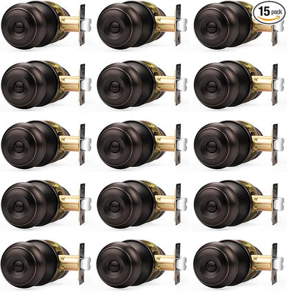 Probrico Oil Rubbed Bronze Door Knobs, Interior Door Knobs with Round Ball Knob, Bronze Privacy Door Knob for Bedroom Bathroom, 15 Pack