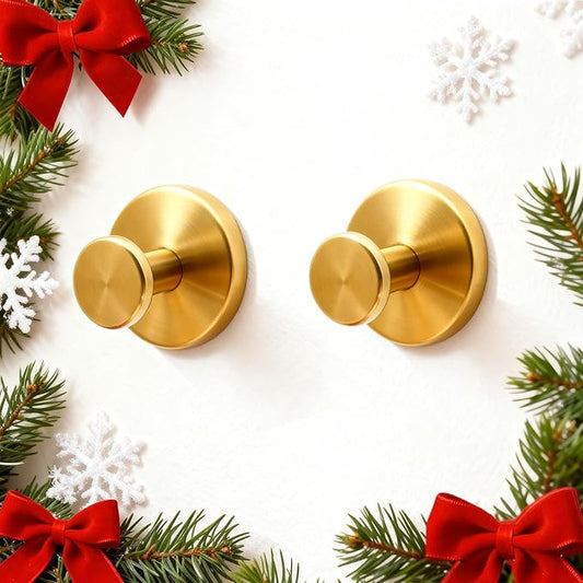 Shower Hooks for Inside Shower,Large Suction Cup Hooks for Glass Window,Removable Towel Hooks for Bathrooms,4 Packs(Gold)