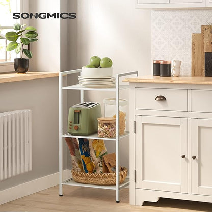 SONGMICS 3-Tier Storage Rack, Bathroom Shelf, Extendable Plant Stand with Adjustable Shelf, for Bathroom, Living Room, Balcony, Kitchen, White UBSC033W01, 11.8 x 15 x 28.4 Inches