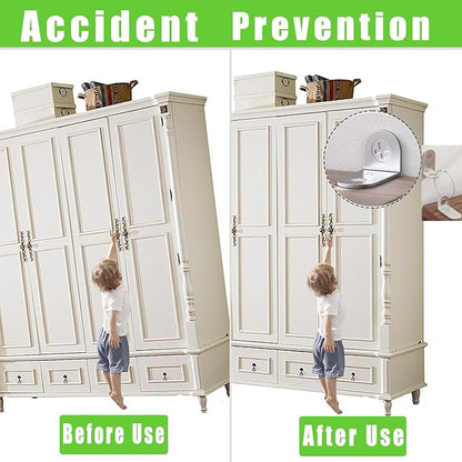 Furniture Anchors Small Aesthetic Earthquake Straps for Furniture Dresser Wall Anti-Tip Furniture Safety Anchor to Childproof and Babyproof Your Home Holds Up to 500 Pound 4pcs Bracket