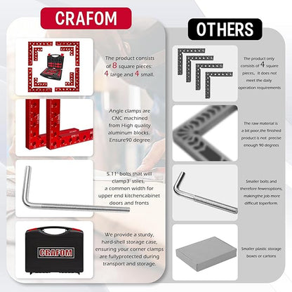 Corner Clamp for Woodworking, 90 Degree Corner Clamp With Box, Set of 8(3” 5.5”) Aluminum Alloy Right Angle Clamp, Wood Working Tools, Positioning Squares for Frame, Box, Cabinets, Drawers.
