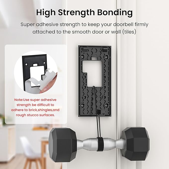 No-Drill Adhesive Video Doorbell Mount Compatible with Ring Battery Doorbell (2024 Release), Door Mounting Holder Bracket Accessories for Apartments Office Houses (1 Pack)