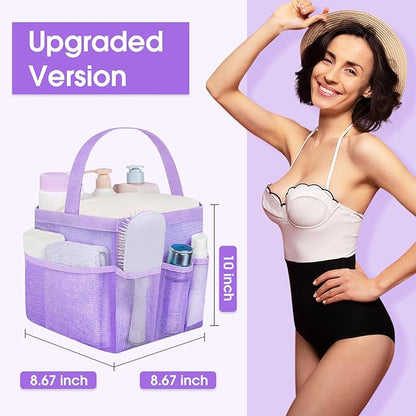 Attmu Mesh Shower Caddy Portable for College Dorm Room Essentials with 8 Pockets, Hanging Shower Caddy Dorm Basket, Quick Dry Shower Bag for Bathroom