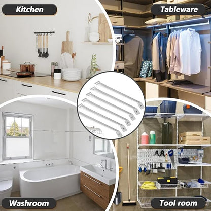 6 PCS Wire Shelf Brackets 17in White Shelf Support Bracket for Wire Shelving Metal Closet Support Bracket with Anchors, Screws Closet Wires Shelving Accessories for Supporting Shelves Racks