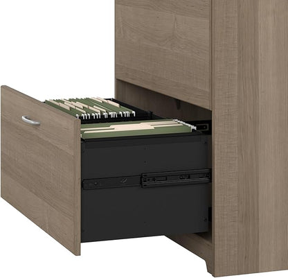 Bush Home Cabot 2 Drawer Lateral File Cabinet in Ash Gray, Home Office Chest for Letter, Legal, and A4-size Document Storage