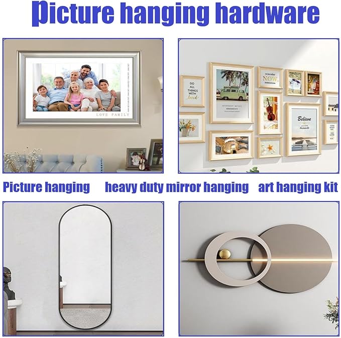 French Cleat Hanger Kit- 6 Sets Picture Hanging Jig with Screws, Deer Mount Hanger Hardware,Art Gallery Wall Flush Mount Heavy Duty Picture Hanging Hanger ,Stainless Steel Shelf Brackets
