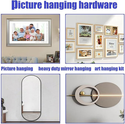French Cleat Hanger Kit- 6 Sets Picture Hanging Jig with Screws, Deer Mount Hanger Hardware,Art Gallery Wall Flush Mount Heavy Duty Picture Hanging Hanger ,Stainless Steel Shelf Brackets