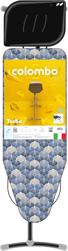 Colombo Turbo Ironing Board with Steam Generator Holder – Extra Large 47.2 x 17.3 in, Heavy-Duty Stable Frame, Height Adjustable up to 37.4 in, Foldable Ironing Table, Laundry Rack, Made in Europe