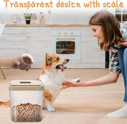 2 Packs Airtight Dog Cat Pet Food Storage Containers Up to 8 Lbs with Lids, Clear Dog Cat Animal Food Dispenser Bin with 2 Measuring Scoops for Home Dogs Cats Bird Pet Foods Storage