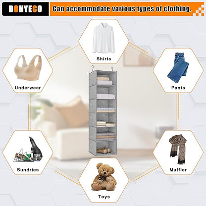 6-Shelf Hanging Storage Closet Organizer, Linen Rv Storage and Organization for Wardrobe, Inside, Camper Accessories, Nursery, Baby Room
