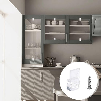25Pcs Mirror Hangers for The Wall, Mirror Holder Clips, Clear Plastic Mirror Mounting Clips, Glass Retainer Clips Kit Crystal Mirror Hanging Hardware Frameless Kit for Wall and Fixed Mirror Box Door