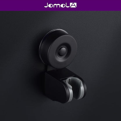 JOMOLA Adjustable Shower Head Holder with Suction Cup, Universal Handheld Shower Bracket for Different Wall, Matte Black Stainless Steel Relocatable Shower Caddy for Family
