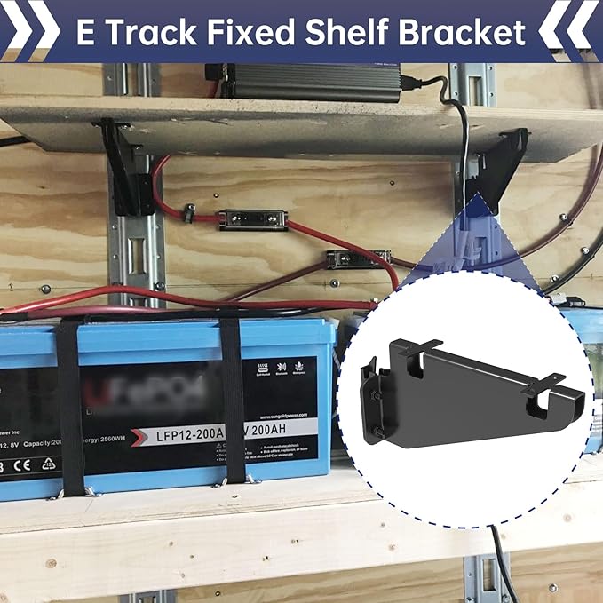 E Track Fixed Shelf Brackets,Heavy Duty Metal DIY E-Track Brackets for Shelves in Enclosed Trailer, Truck,Warehouse,Cargo Trailer- Pack of 4