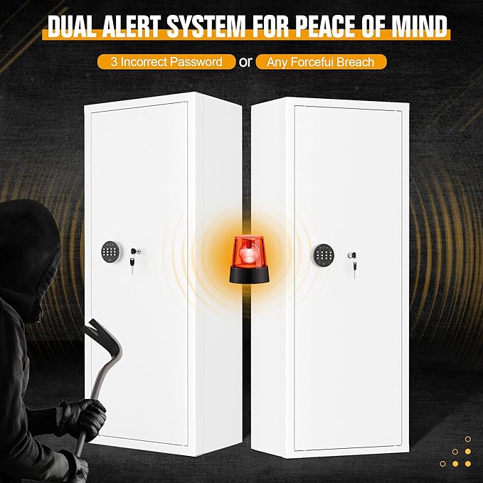 INTERGREAT Gun safes, White Rifle Safe,Gun Safes for Home Rifle and Pistols, Long Gun Safe for Rifle Shotgun for Home, Quick Access Rifle Safes,Adjustable Gun Racks, Easy Assemble(8-12 Guns)