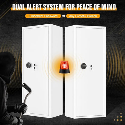 INTERGREAT Gun safes, White Rifle Safe,Gun Safes for Home Rifle and Pistols, Long Gun Safe for Rifle Shotgun for Home, Quick Access Rifle Safes,Adjustable Gun Racks, Easy Assemble(8-12 Guns)