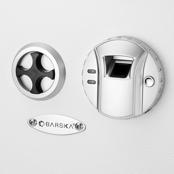 Barska White Biometric Wall Safe with Right Opening Door – Fingerprint Access Safe with 120 User Memory, Solid Steel Construction, Motorized Deadbolts & Removable Shelves - In Wall safe, Hidden safe