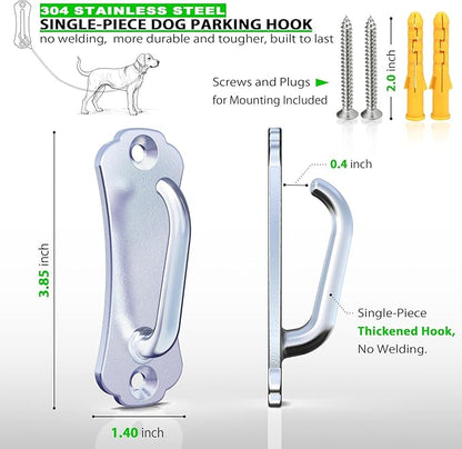 Stainless Steel Dog Tie-Out Hook,Heavy Duty Wall Mounted Leash&Chain Anchor,Rust-Proof for Yard&Patio,Secure Dog Parking System for All Weather Use