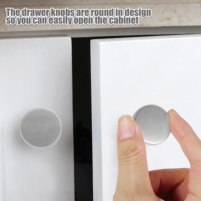 Romeda 12 Piece Drawer Knobs, Silver Cabinet Knobs with Screw, 30mm Drawer Pulls for Dresser, Kitchen, and Cabinet Drawers