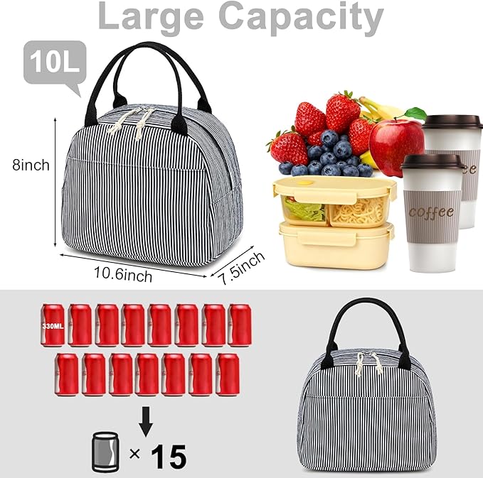 Bluboon Lunch Bag for Women Men Cute Corduroy Lunch Tote Bags Reusable Insulated Lunch Box Large Capacity Reusable Insulated Cooler for Work Picnic or Travel