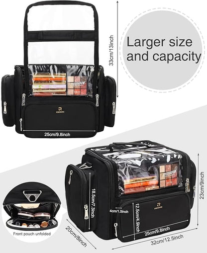 TANTO Makeup Brush Bag, Extra Large Makeup Case Professional Makeup Artist Bag Stand-up Cosmetic Bag Travel Makeup Brush Case with Shoulder Strap and Adjustable Divider
