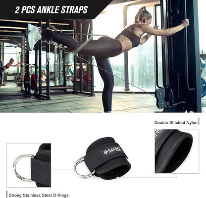 G4Free 9Pcs Barbell Pad Set for Squat, Hip Thrusts, Lunges, Leg day, Standard Olympic Bars with 2 Gym Ankle Safety Straps, 3 Hip Resistance Bands, 2 Lifting Strap, Barbell Pad, and Carry Bag