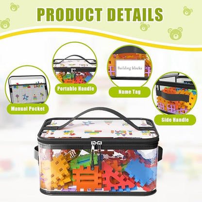 8 Pack Extra Large Clear Toy Storage Bags with Zippers & Labels, Reusable PVC Transparent Waterproof Toy Organizer Bags for Board Game Storage, Building Blocks, Puzzle, Dolls