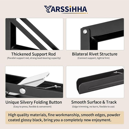 Yarssihha 12 Inch Folding Shelf Bracket, 6 Pack Heavy Duty Wall Mounted Foldable Brackets, Space-Saving Metal Collapsible Shelf Brackets, Max Load:180lbs