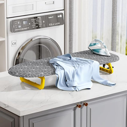Small Ironing Board Tabletop, Foldable mini Ironing Board, Table top Ironing Boards Small, Compact Portable Ironing Boards with Iron Holder & Hanging Rope, Iron Table Stand 32x12, Gray