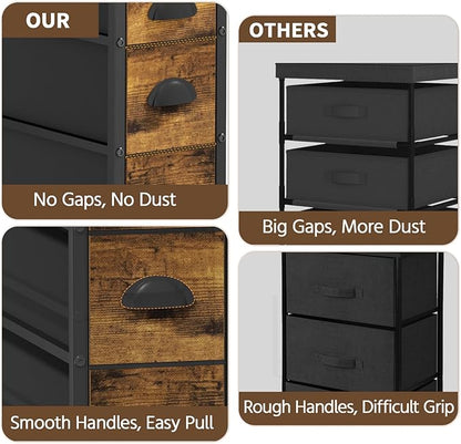 LASZOLA 4 Drawer Narrow Dresser Slim Cabinet Skinny Storage Tower Chest, Ideal for Small Spaces Bathroom Bedroom, Between Washer and Dryer, Lightweight Mobile on Wheels, Sturdy Fabric Drawers, Brown