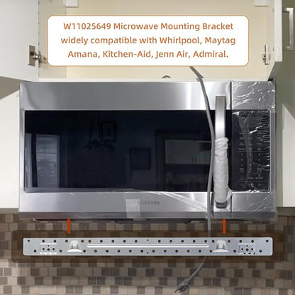 W11025649 Microwave Mounting Bracket Kit Compatible with Whirlpool Microwave Wall Mount Plate with Hardware Screws Bolts Kit Replace 4545957,AP6245752,PS12074431,W10440498,W10245177