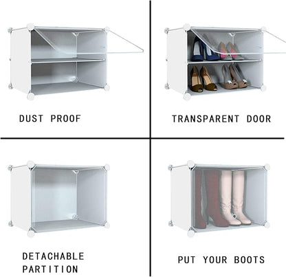 Shoe Rack Organizer, 24 Pair Shoe Storage Cabinet with Door Expandable Plastic Shoe Shelves for Closet,Entryway,Hallway,Bedroom,6 Tier