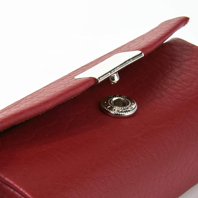 Beautyflier Women’s PU Leather Lipstick Case Holder with Mirror Rectangle Makeup Travel Cases for Purse Lipstick Holder (Red Lychee Pattern)